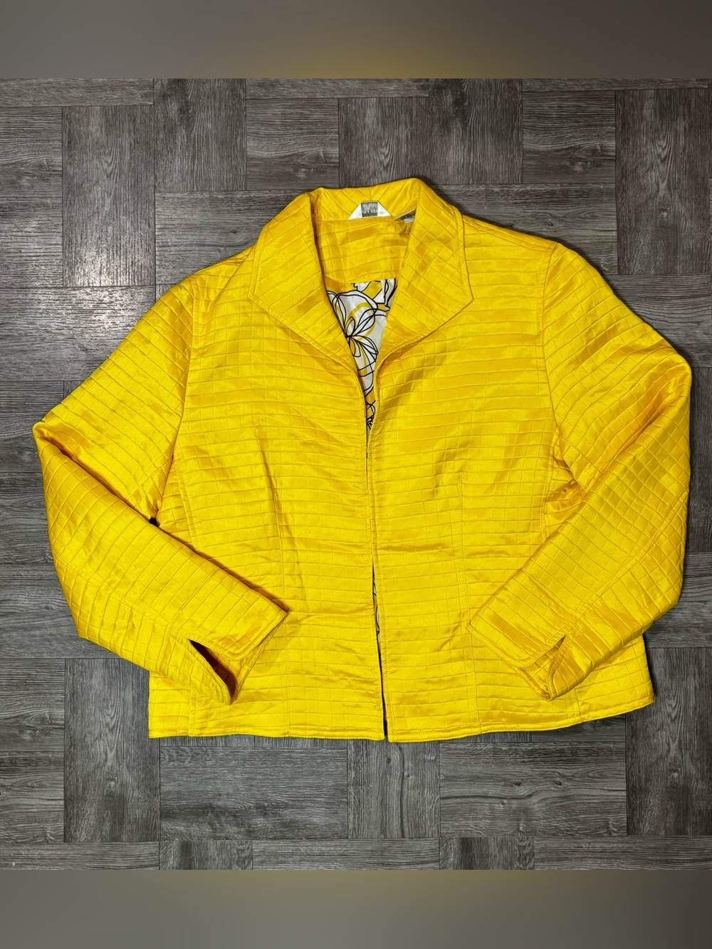 Laura Ashley Quilted Yellow Blazer Jacket Size PL